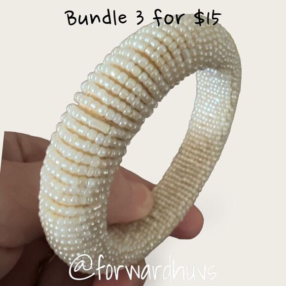 Bundle 3 for $15 Handmade Bangle Bracelet covered in Pill Seed Beads - Picture 5 of 8